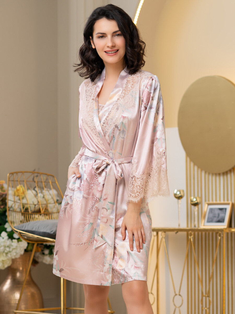 Халат-кимоно для кормящих мам MIA-AMORE, размер 2XL,3XL, розовый