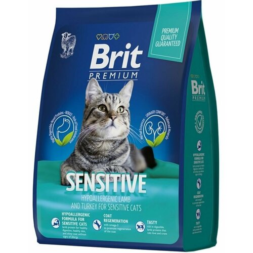 Брит Premium Cat Sensitive сухой корм премиум с ягненком и индейкой для взрослых кошек с чувствительным пищеварением, 0,4 кг