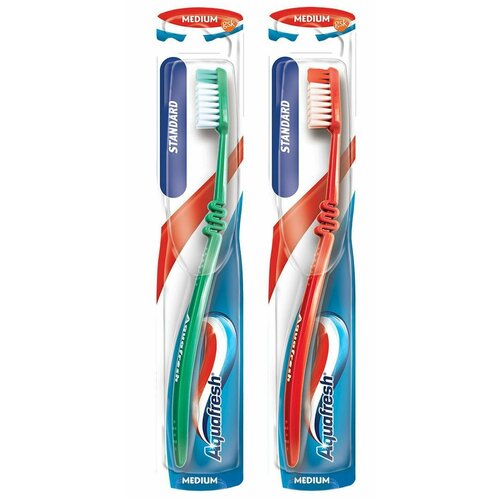 Aquafresh Зубная щетка Family Standart Medium, 2 шт орматек flex standart с чехлом 120х190