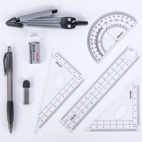 Школьный набор для черчения с циркулем готовальня Xiaomi Deli 8 предметов 800₽