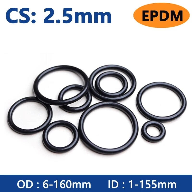 Резиновые уплотнительные кольца EPDM, черные, 2,5 мм