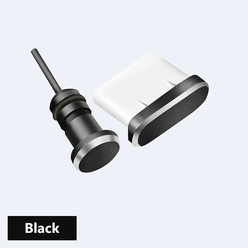 Пылезащитная заглушка типа C 3,5 мм для наушников, разъем для Sim-карты, USB Type-C, пылезащитная заглушка для Samsung S10, S9, S8, Note 8, 9, Huawei P10, P20, P30, Black