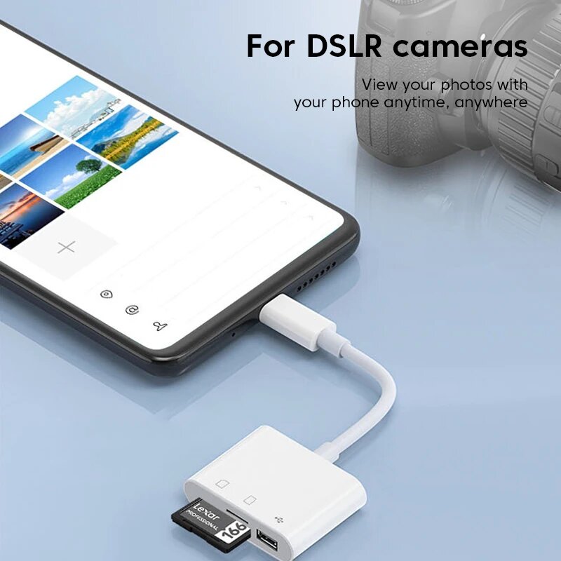 Аксессуары Для Ноутбуков И Пк Xiaomi 3-в-1 USB C Card Reader Внешний U-диск SD TF Карта памяти Чтение для Samsung Xiaomi Телефон ПК Ноутбук Аксессуары OTG Конвертер, White