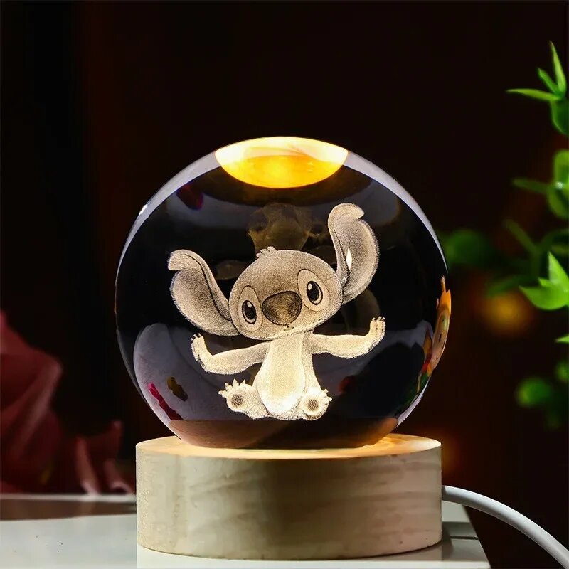 Ночник "Лило и Стич" из стекла Disney, Stitch C, 6cm Warm light base — фото 1