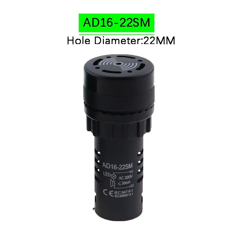 Сигнальная лампа KEOLEA AD16-22SM красная, Черный, 220 В