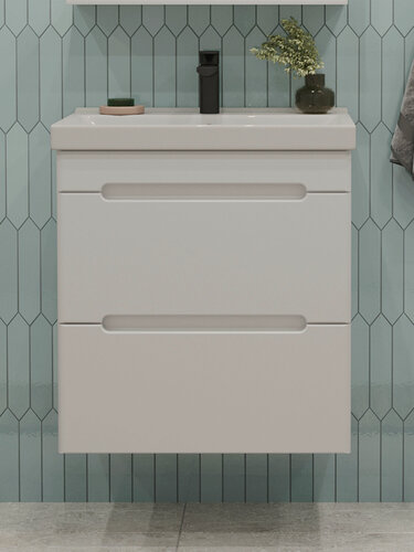 Изображение товара Тумба подвесная SanStar Адель 50 с раковиной Фест 50 (комплект) для ванной комнаты, белая