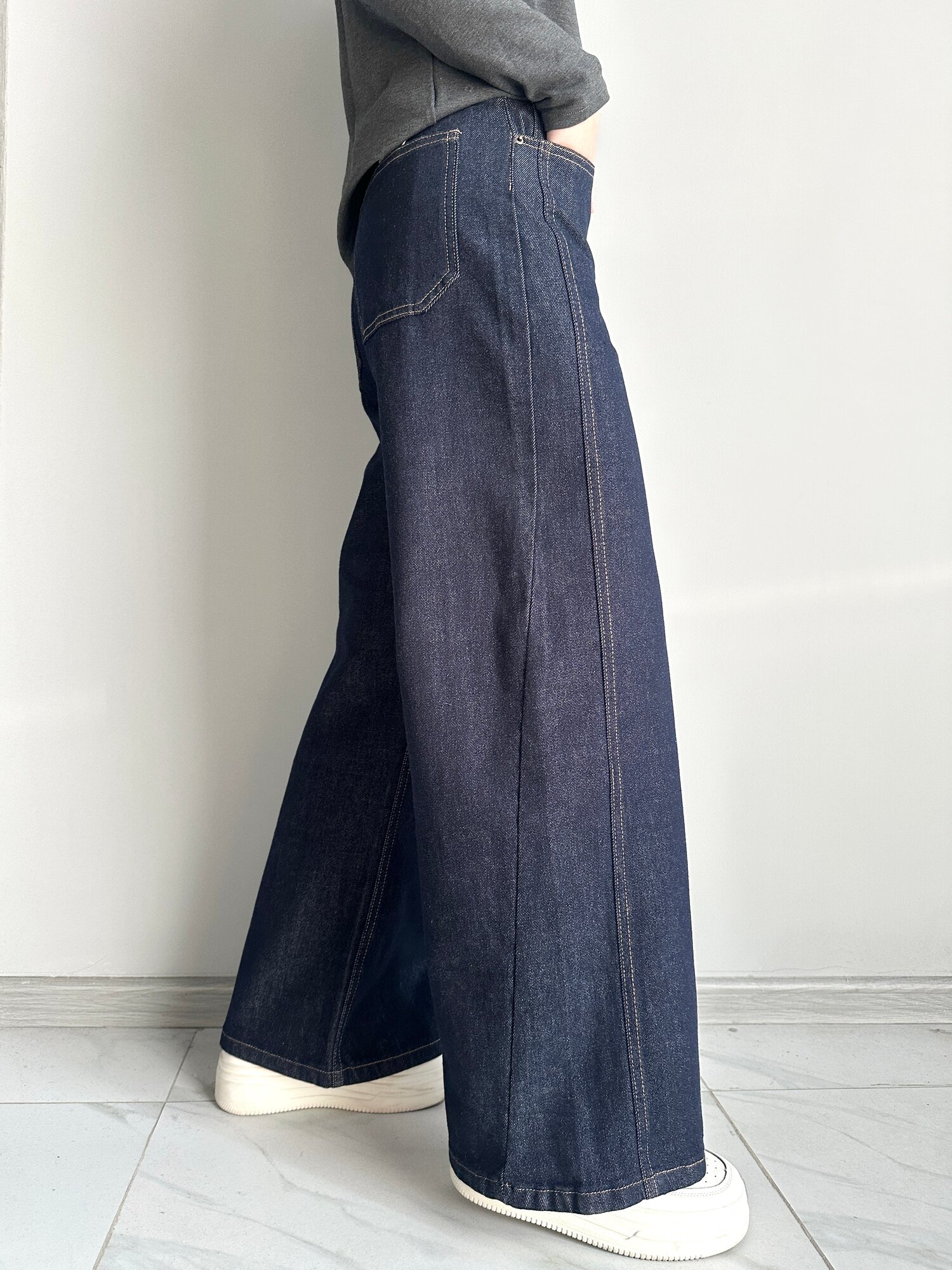 Джинсы багги INK Темно-синий, размер M, темно-синий — фото 1