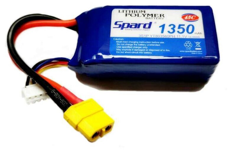 Аккумулятор Li-Po Spard 1350mAh, 11,1V, 45C, XT60