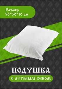 Фото Подушка с ароматным луговым сеном / Подушка для бани и сауны / 50х50см