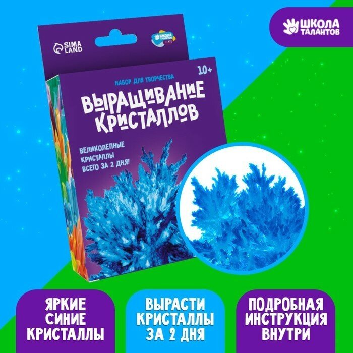 Школа талантов Набор для творчества «Лучистые кристаллы», цвет синий