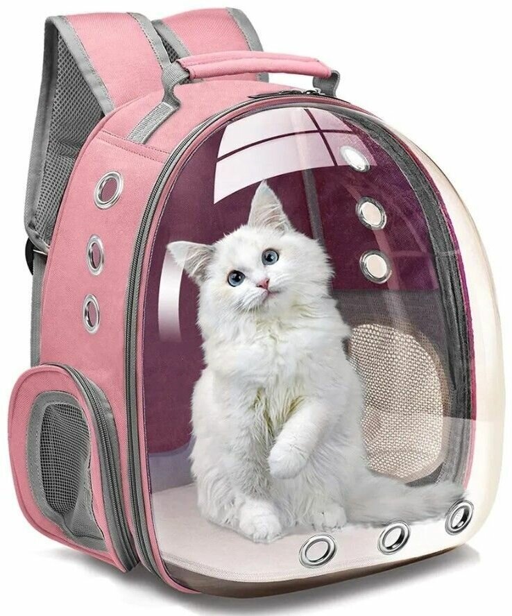Рюкзак переноска для собак и кошек с иллюминатором / Ранец для животных с панорамным видом Morento розовый - фотография № 5