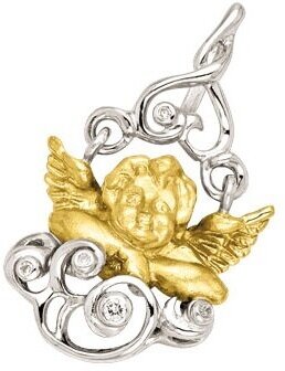 Подвеска Альдзена От всего сердца, комбинированное золото, 585 проба, бриллиант