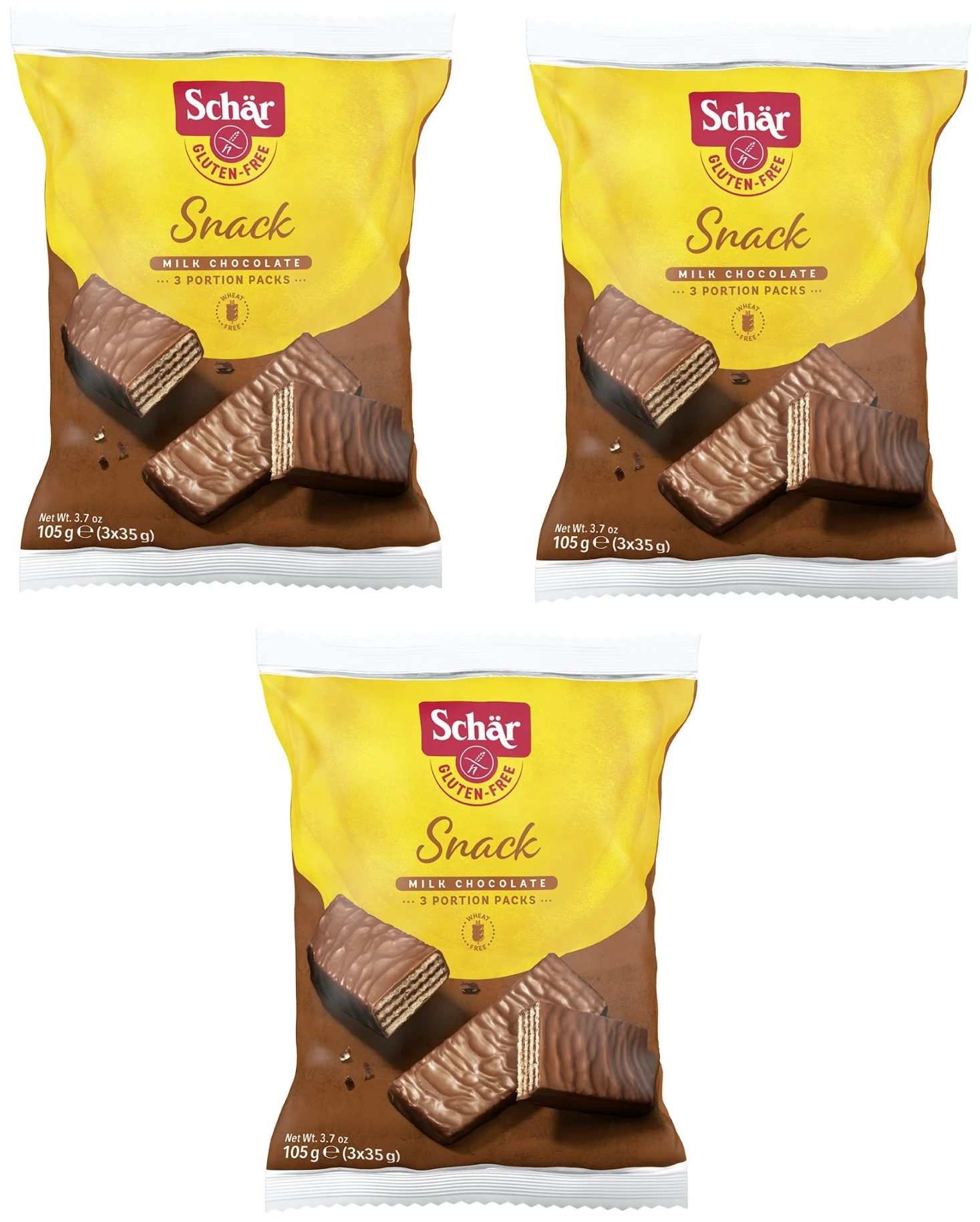 Вафли в шоколаде с орехами "Snack" т. м. Schar без глютена, 3шт по 105гр