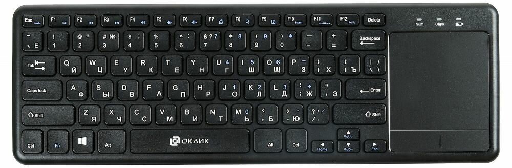 Клавиатура OKLICK 830ST черный USB беспроводная slim Multimedia Touch