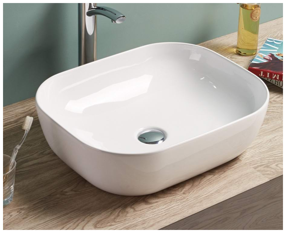 Раковина для ванной. Раковина накладная CeramaLux 78104 белый без перелива - фотография № 10