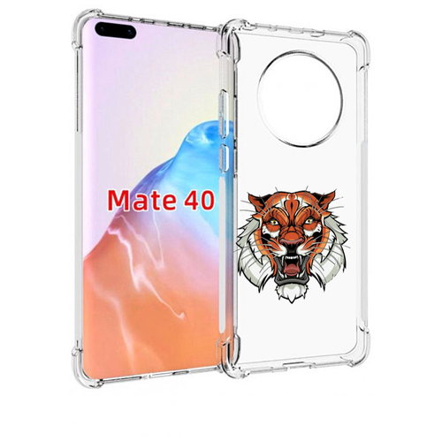 Чехол MyPads оранжевый седой тигр для Huawei Mate 40 / Mate 40E задняя-панель-накладка-бампер