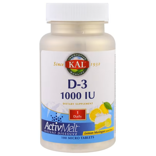 KAL D-3 (Витамин D-3) Лимонная меренга 1000 МЕ 100 микро-таблеток