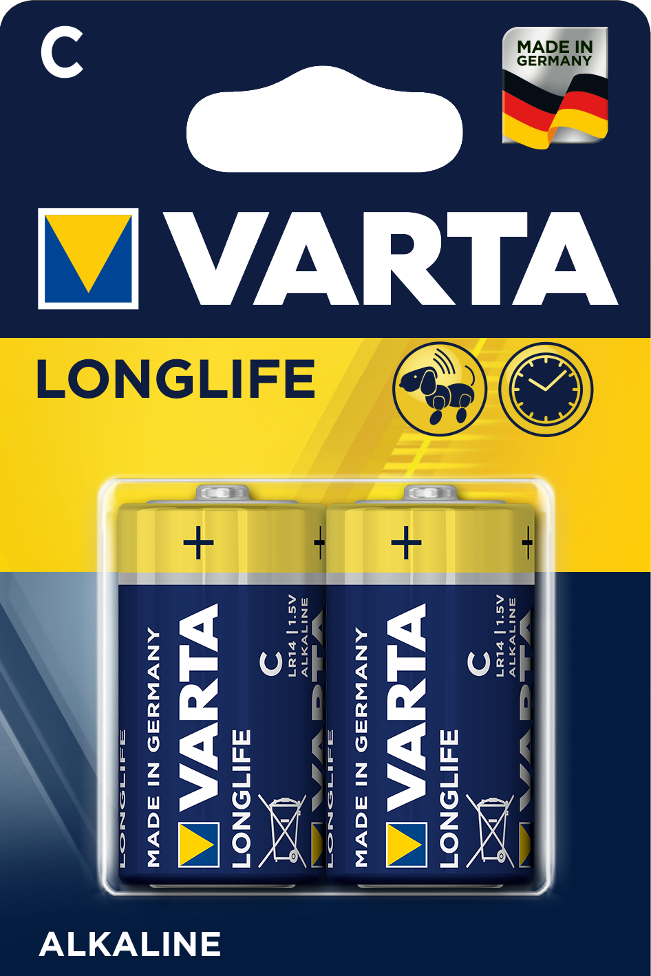 Varta LONGLIFE LR14 C BL2 Alkaline 1.5V (4114) (2 / 20 / 200) Батарейка Varta LONGLIFE LR14 C BL2 Alkaline 1.5V (4114) (2/20/200) (2 шт.) 04114101412