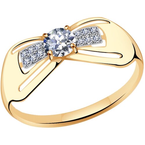 фото Золотое кольцо золотые узоры 01-6596 с цирконием diamant-online