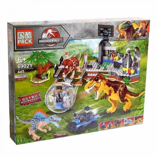 Конструктор PRCK Побег от Динозавров 69021 (Jurassic World) 443 детали конструктор lego duplo jurassic world 10939 побег динозавров тираннозавр и трицератопс 36 дет