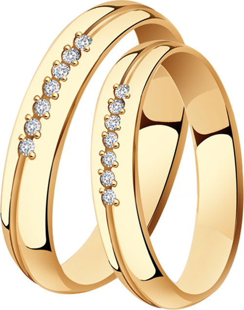 Кольцо обручальное АЛЕКСАНДРА, красное золото, 585 проба, фианит, размер 15.5, золотой