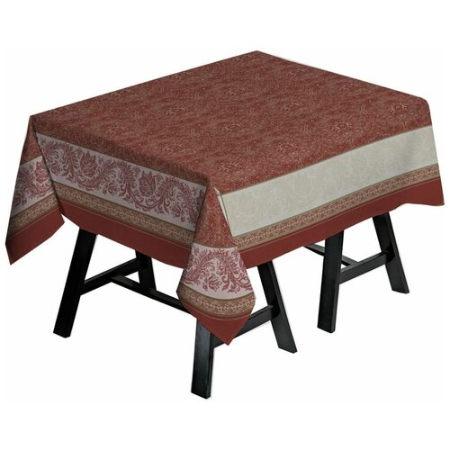 150х250 Жаккардовая бордовая скатерть Классическая скатерть 150х250