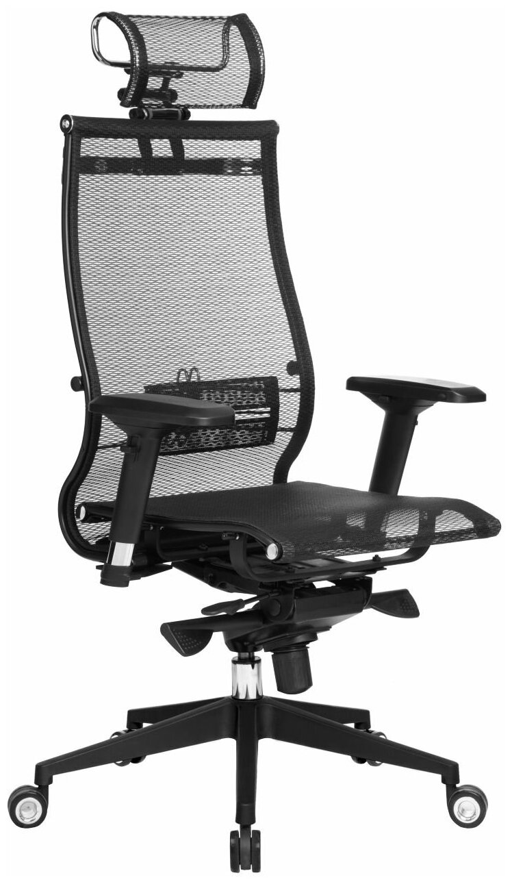 Кресло офисное метта "SAMURAI" Black Edition, сверхпрочная сетка, регулируемое, черное