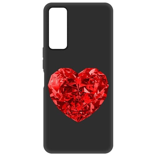 Чехол-накладка Krutoff Soft Case Рубиновое сердце для TCL 30+ черный чехол накладка krutoff soft case рубиновое сердце для tcl 30 черный