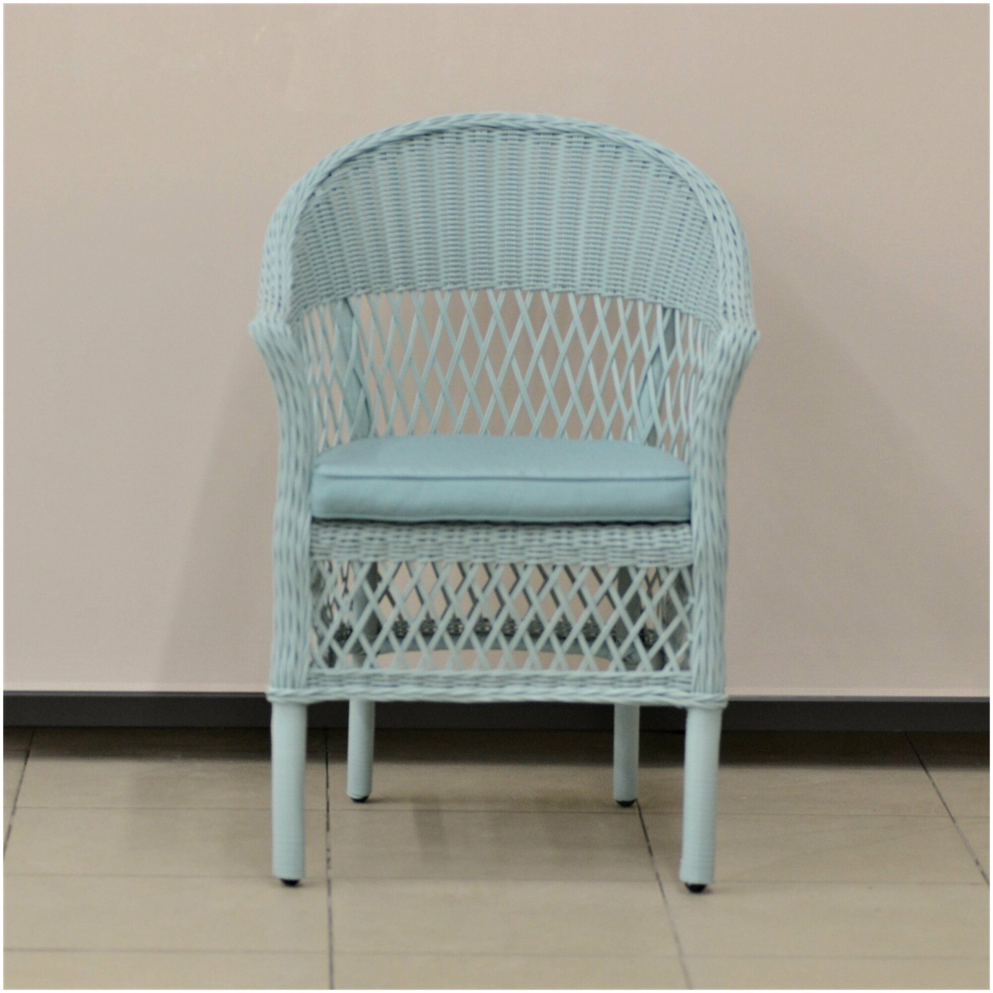 Плетеная мебель California комплект (стол + 2 кресла) цвет голубой - фотография № 7