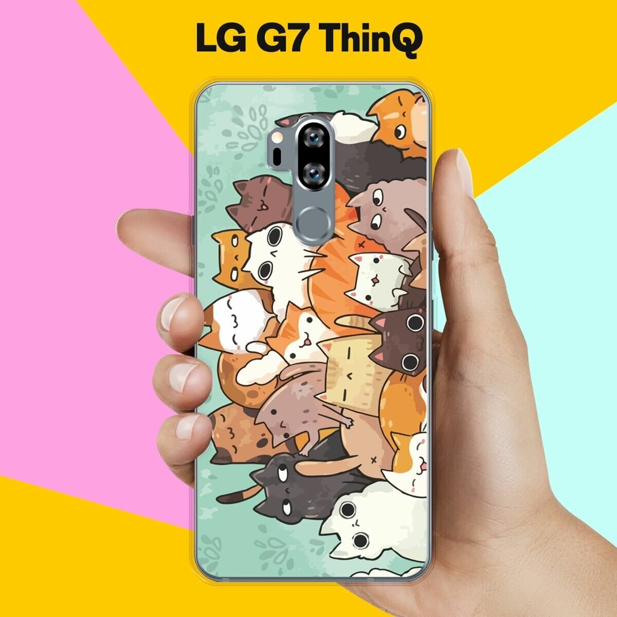 Силиконовый чехол на LG G7 ThinQ Много котов / для ЛДжи Джи 7 СинКу