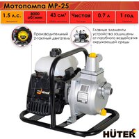 Мотопомпа Huter MP-25 1.5 л.с. 130 л/мин