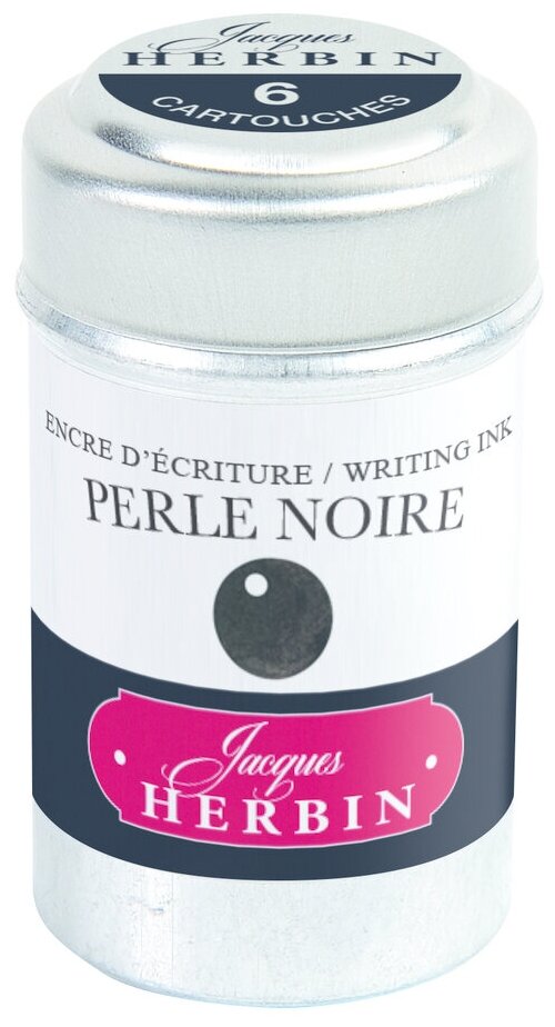Картриджи для перьевой ручки Herbin Perle noire, черный, 6 шт/уп, стандарт international short