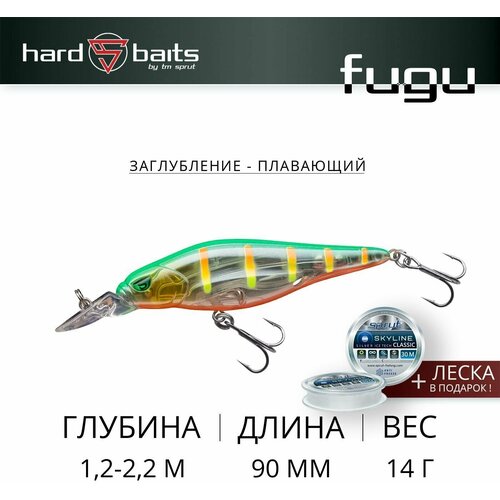 Воблер Sprut Fugu 90F (Floating/90mm/14g/1,2-2,2m/CRGR-STR)