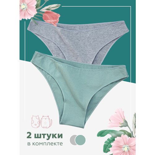 фото Комплект трусов, слипы женские хлопок (серый-черный) kot-ton