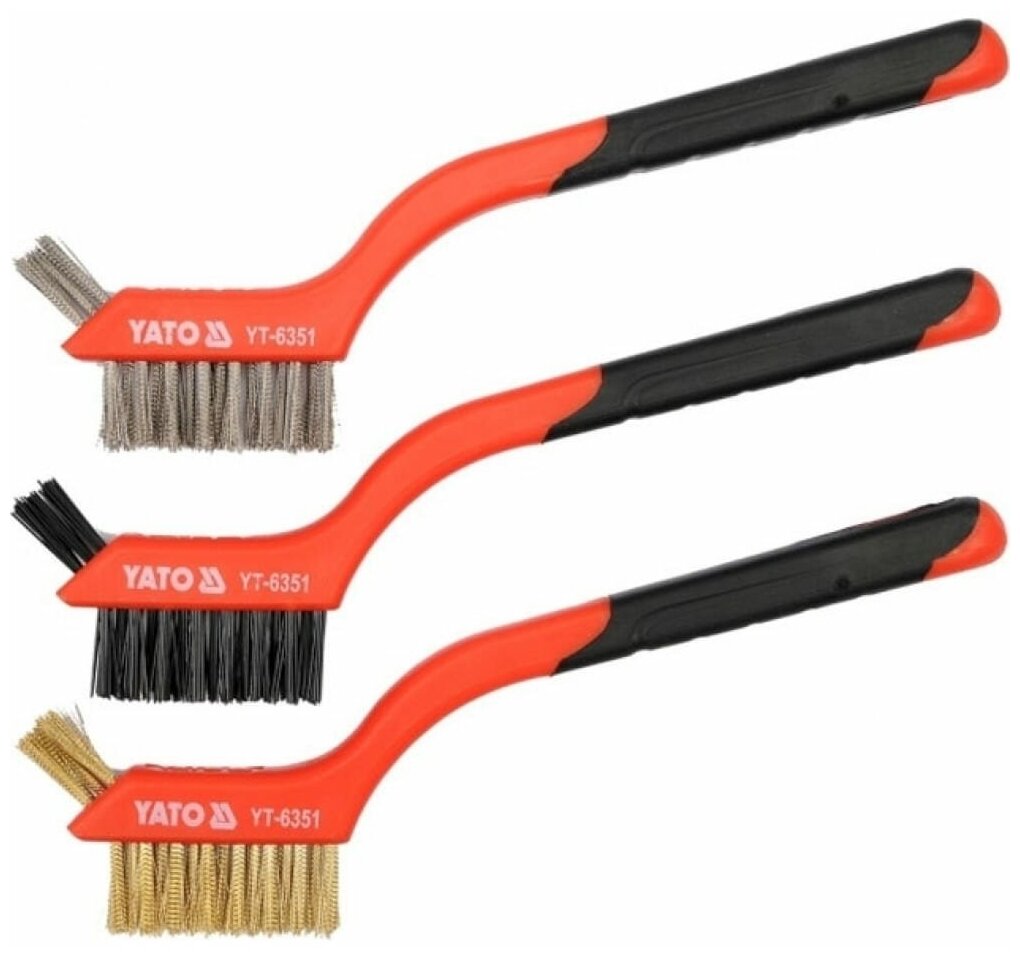 фото Набор стальных щеток с пластиковой ручкой YATO YT-6351