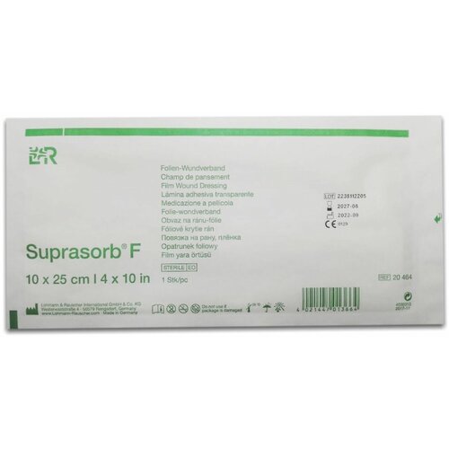Пленочная прозрачная стерильная повязка Супрасорб F (Suprasorb F) защищает рану от вторичной инфекции (10*25 см) 1 шт.