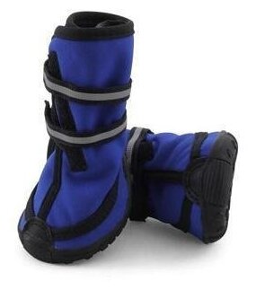Ботинки (Triol) высокие для собак XL (светоотражатель на липучках) синие - фотография № 5