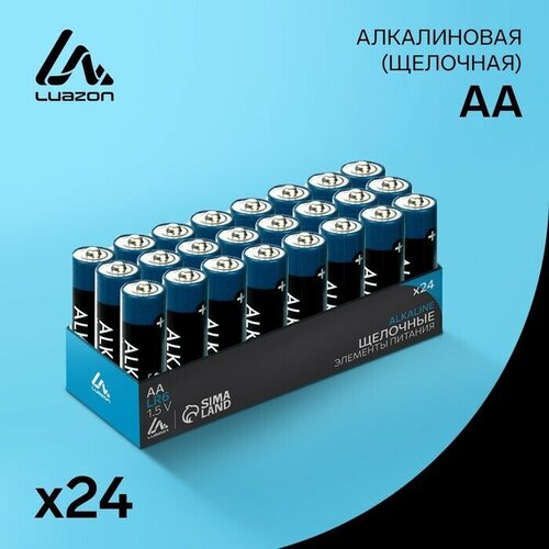 Батарейка алкалиновая (щелочная), AA, LR6, набор 24 шт батарейка алкалиновая щелочная luazon aa lr6 набор 24 шт