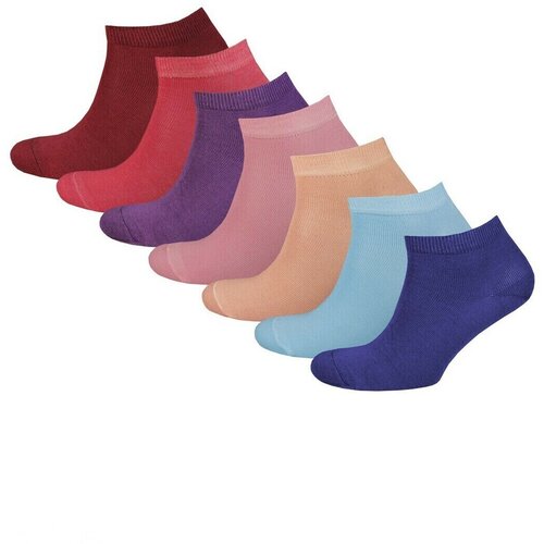 фото Женские носки status укороченные, подарочная упаковка, вязаные, усиленная пятка, 7 пар, размер 25, розовый, фиолетовый