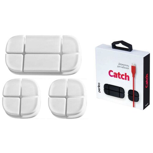 Фиксатор Perfeo Catch на 4 кабеля 2-8 мм/ силикон/ белый PF_A4442