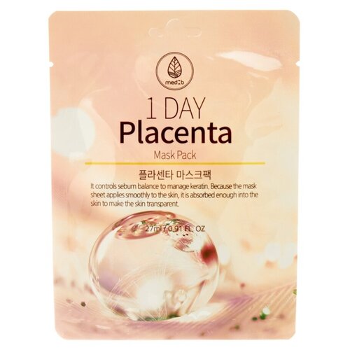 Med B Тканевая маска с экстрактом фитоплаценты антивозрастная - 1 Day placenta mask pack, 27мл