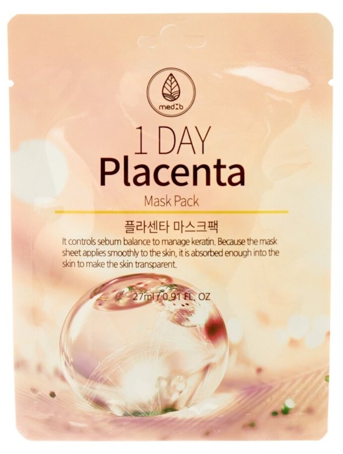 MEDB 1 Day Placenta Mask Pack Тканевая маска для лица с экстрактом плаценты 27мл
