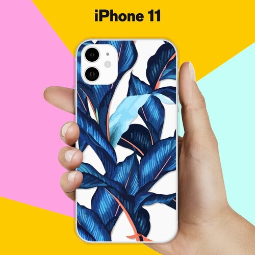 Силиконовый чехол Синие листья на Apple iPhone 11 силиконовый чехол синие листья на apple iphone 11