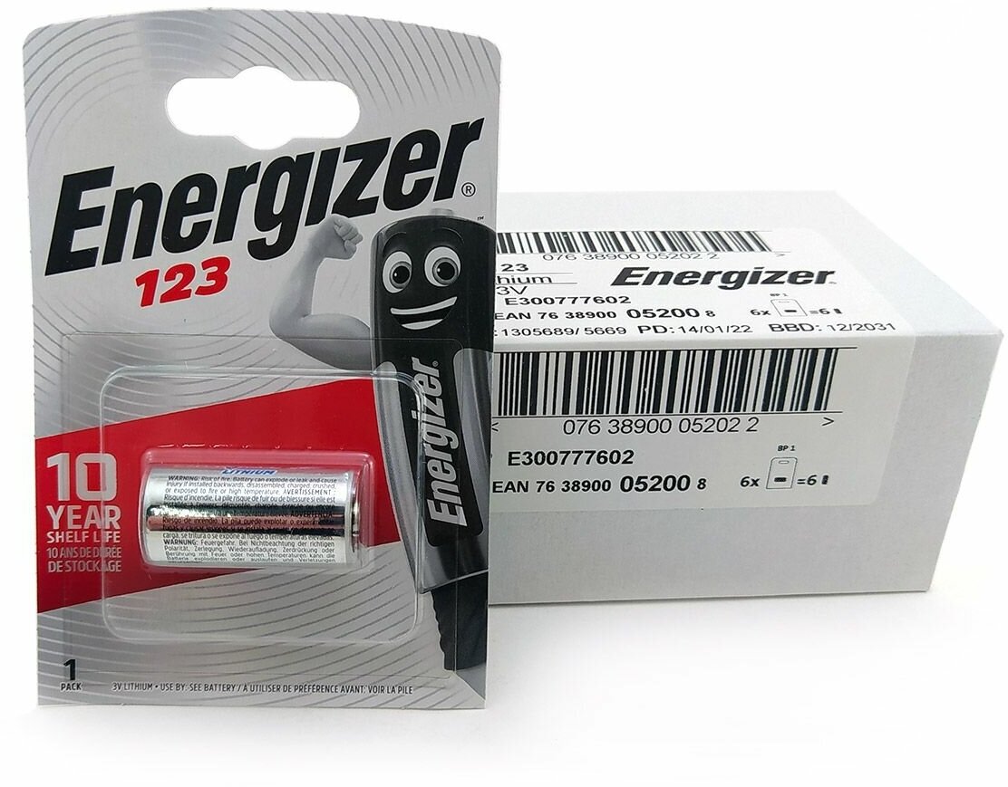 Батарейки (6шт) литиевые Energizer CR123 3В