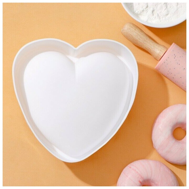 Форма для выпечки и муссовых десертов 'Сердце', 15,5х15,5х5,5 см, цвет белый