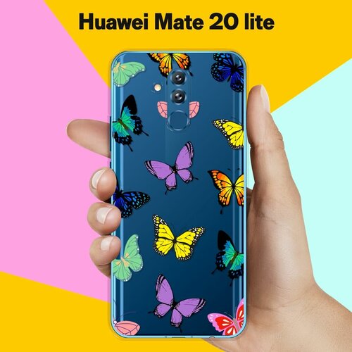 Силиконовый чехол на Huawei Mate 20 lite Бабочки / для Хуавей Мейт 20 Лайт матовый чехол hockey для huawei mate 20 lite хуавей мейт 20 лайт с эффектом блика черный