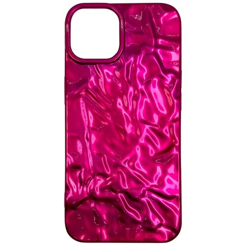 Силиконовый чехол с текстурой фольги для iPhone 14, iGrape (Розовый) силиконовый чехол с текстурой фольги для iphone 13 igrape серебряный глянцевый