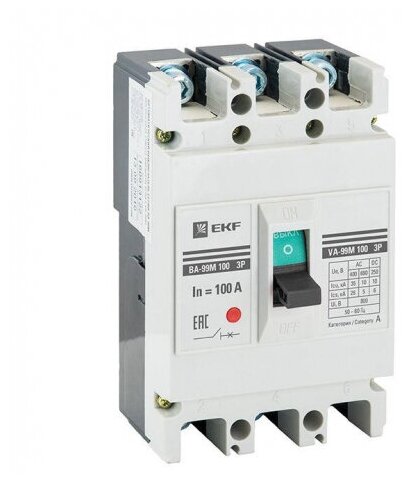 Автоматический выключатель силовой Ekf 3п 100/100А 35кА ВА-99М, PROxima, mccb99-100-100m