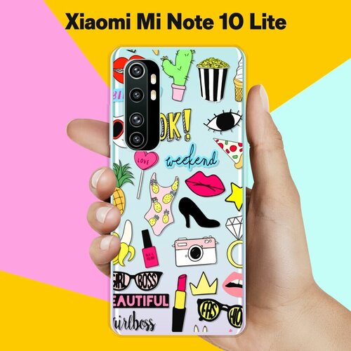 Силиконовый чехол на Xiaomi Mi Note 10 Lite Узор из принадлежностей / для Сяоми Ми Ноут 10 Лайт силиконовый чехол на xiaomi mi note 10 lite тигр для сяоми ми ноут 10 лайт