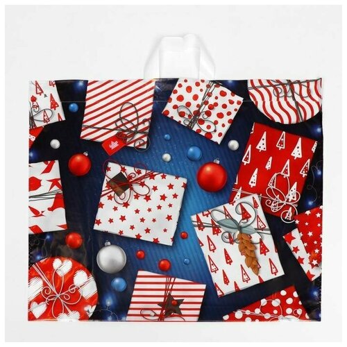 Пакет Яркие подарки, полиэтиленовый с петлевой ручкой, 50 х 58 см, 60 мкм, 25 шт